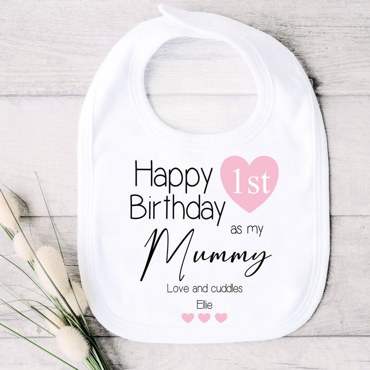 Personalised Pink Heart Happy Birthday Mummy Babygrow/Vest