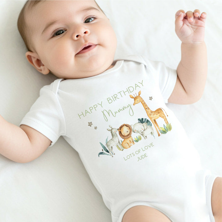 Personalised Safai Gang Happy Bithday Mummy Babygrow/Vest