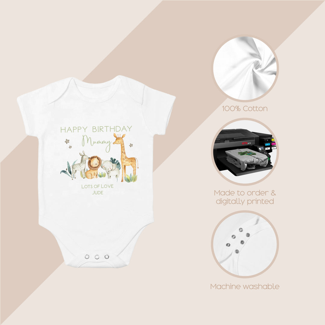 Personalised Safai Gang Happy Bithday Mummy Babygrow/Vest
