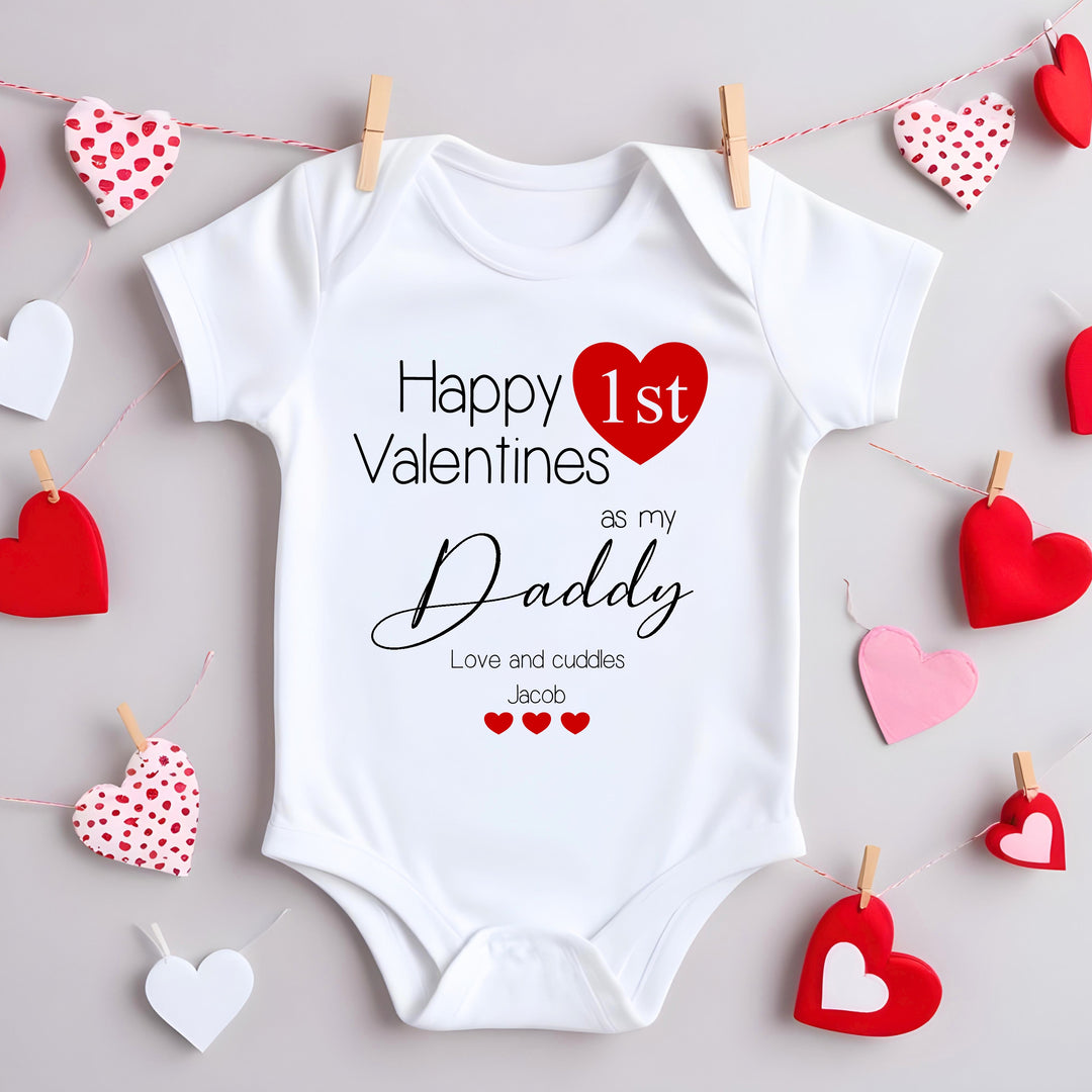 Personalised Happy First Valentines as my Mummy/Daddy Babygrow/Vest
