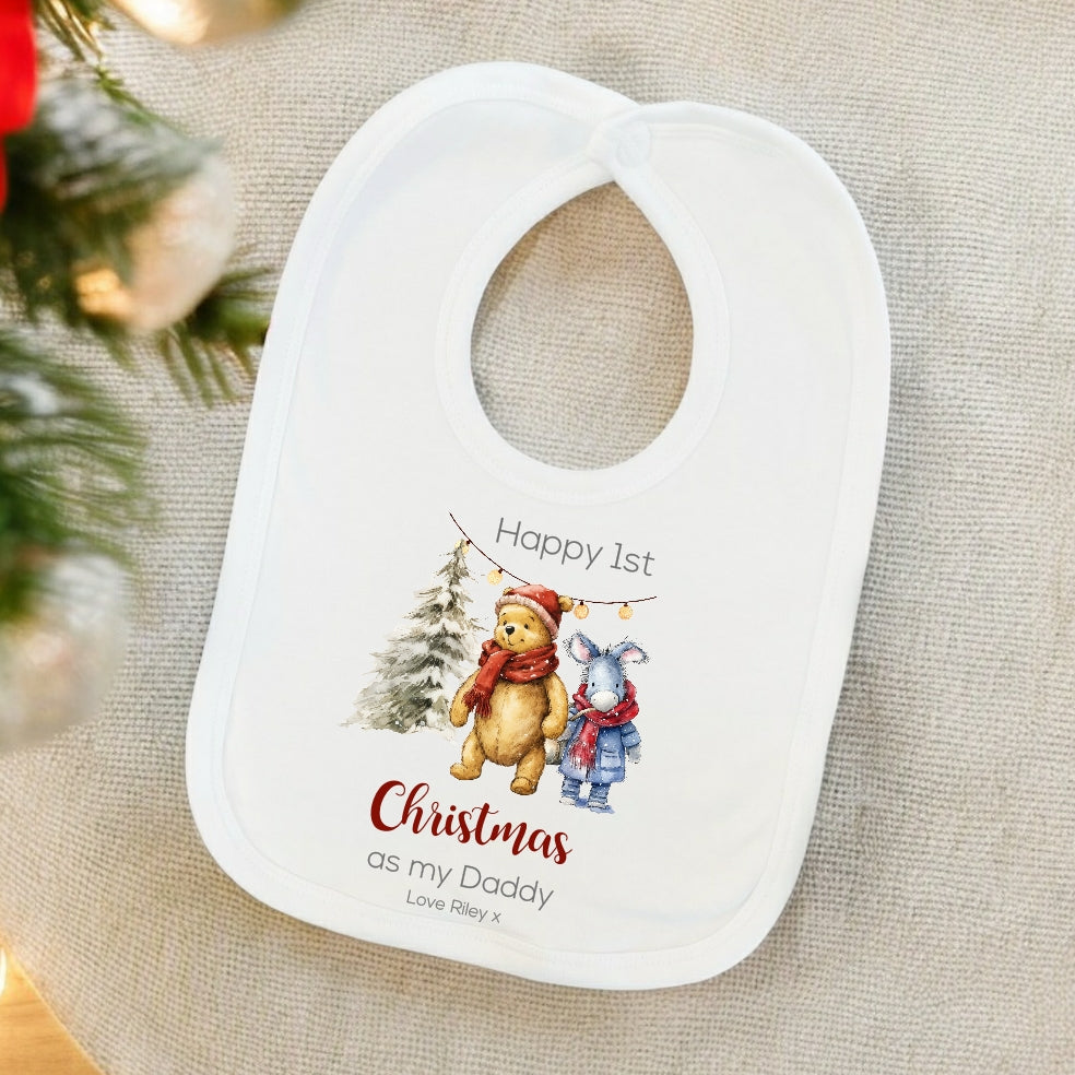 Pooh Bear Happy 1st Christmas as my Daddy/Mummy Bib/Vest/Baby Grow