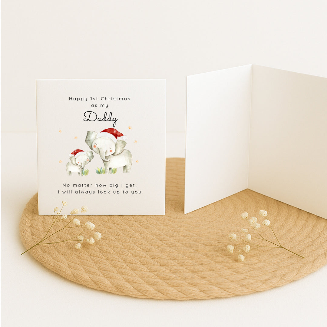Personalised Elephant Happy First Christmas As My Daddy Christmas Card