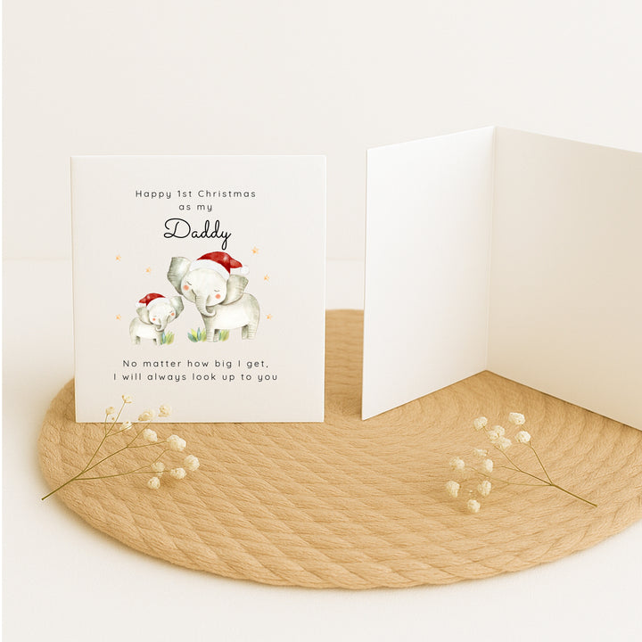 Personalised Elephant Happy First Christmas As My Daddy Christmas Card