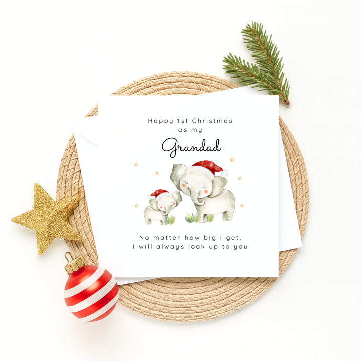 Personalised Elephant Happy First Christmas As My Daddy Christmas Card
