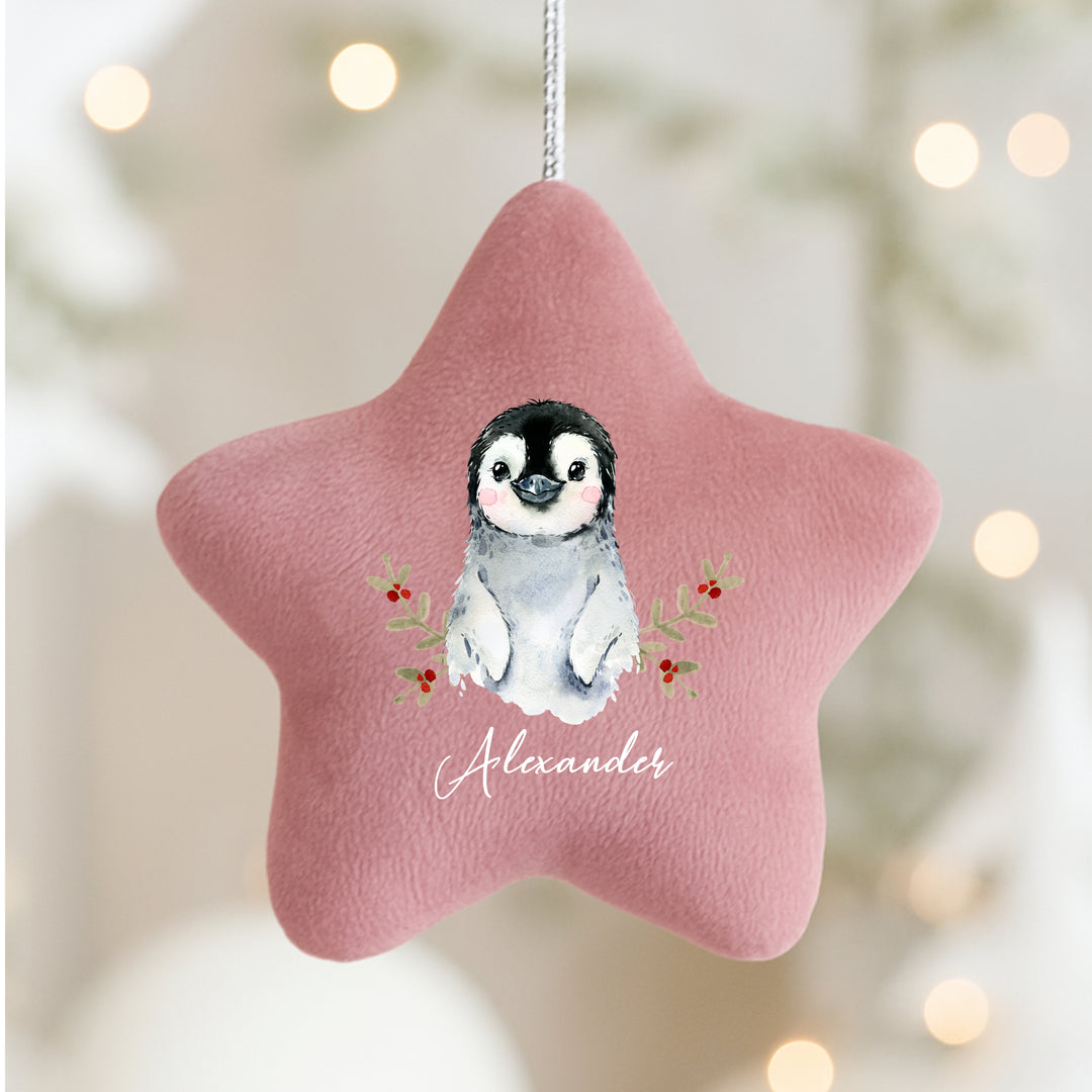 Personalised Penguin Star Christmas Ornament