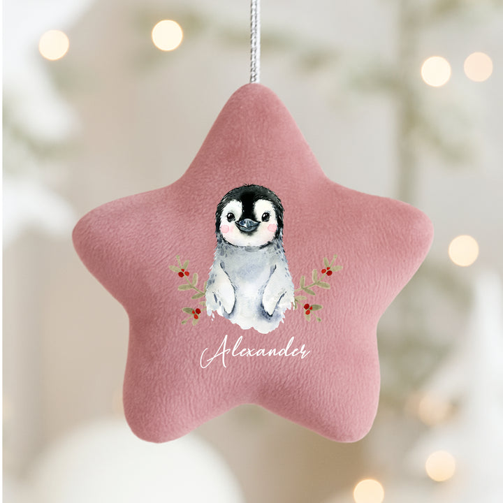 Personalised Penguin Star Christmas Ornament
