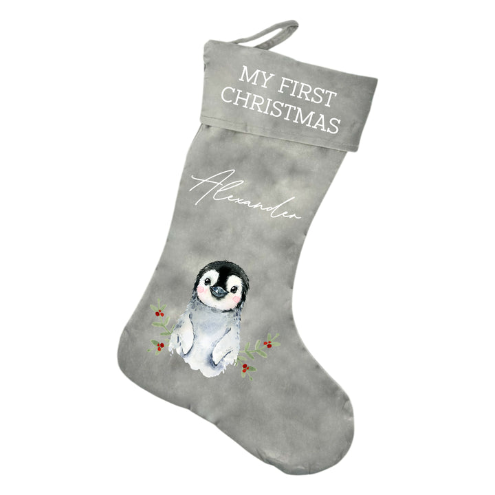 Personalised Christmas Penguin Christmas Stocking or Santa Sack