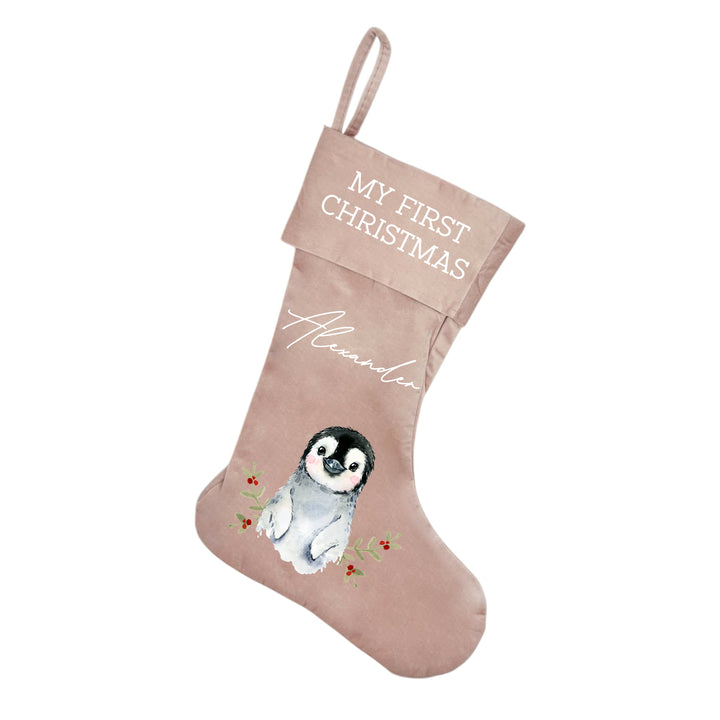 Personalised Christmas Penguin Christmas Stocking or Santa Sack