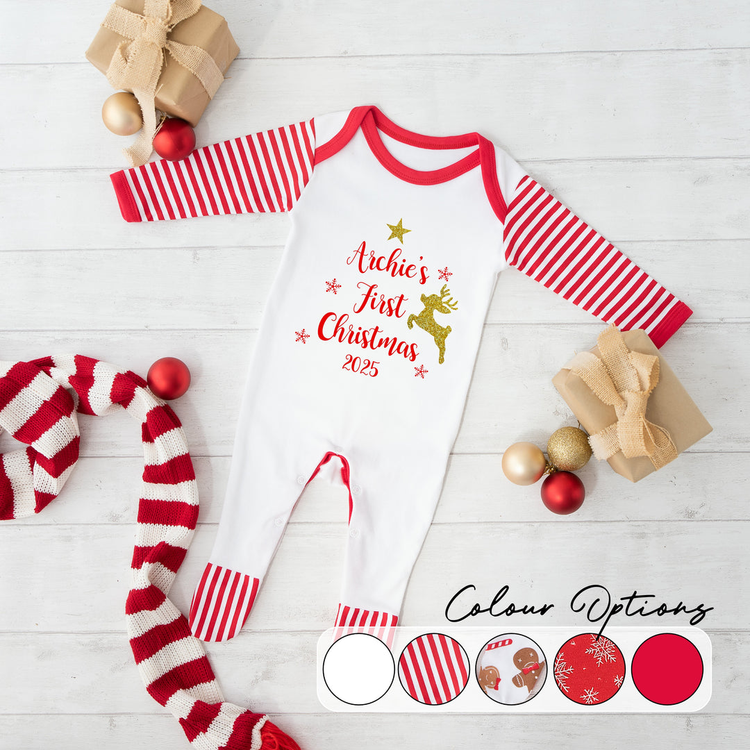 Personalised My First Christmas Reindeer Star Baby Grow
