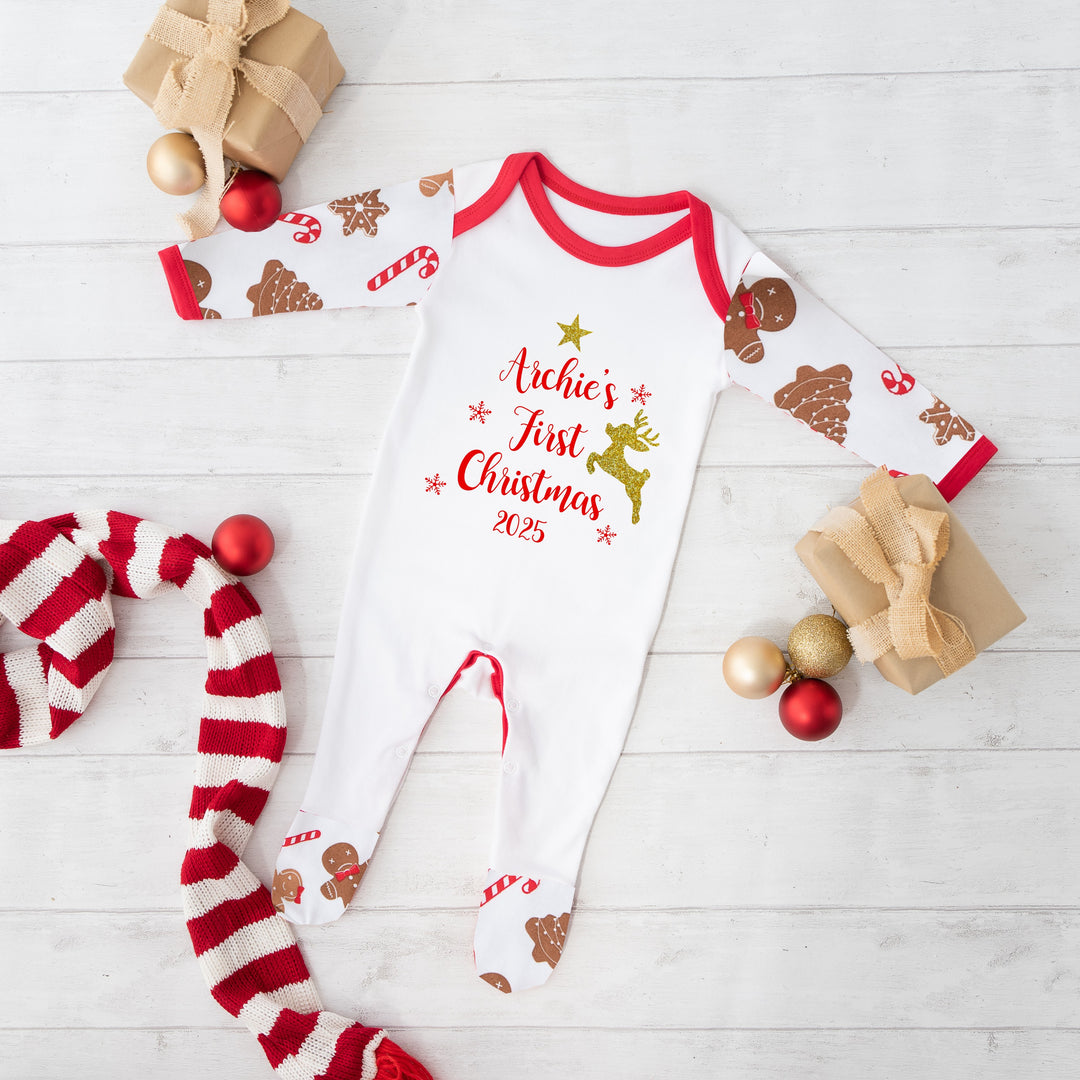 Personalised My First Christmas Reindeer Star Baby Grow