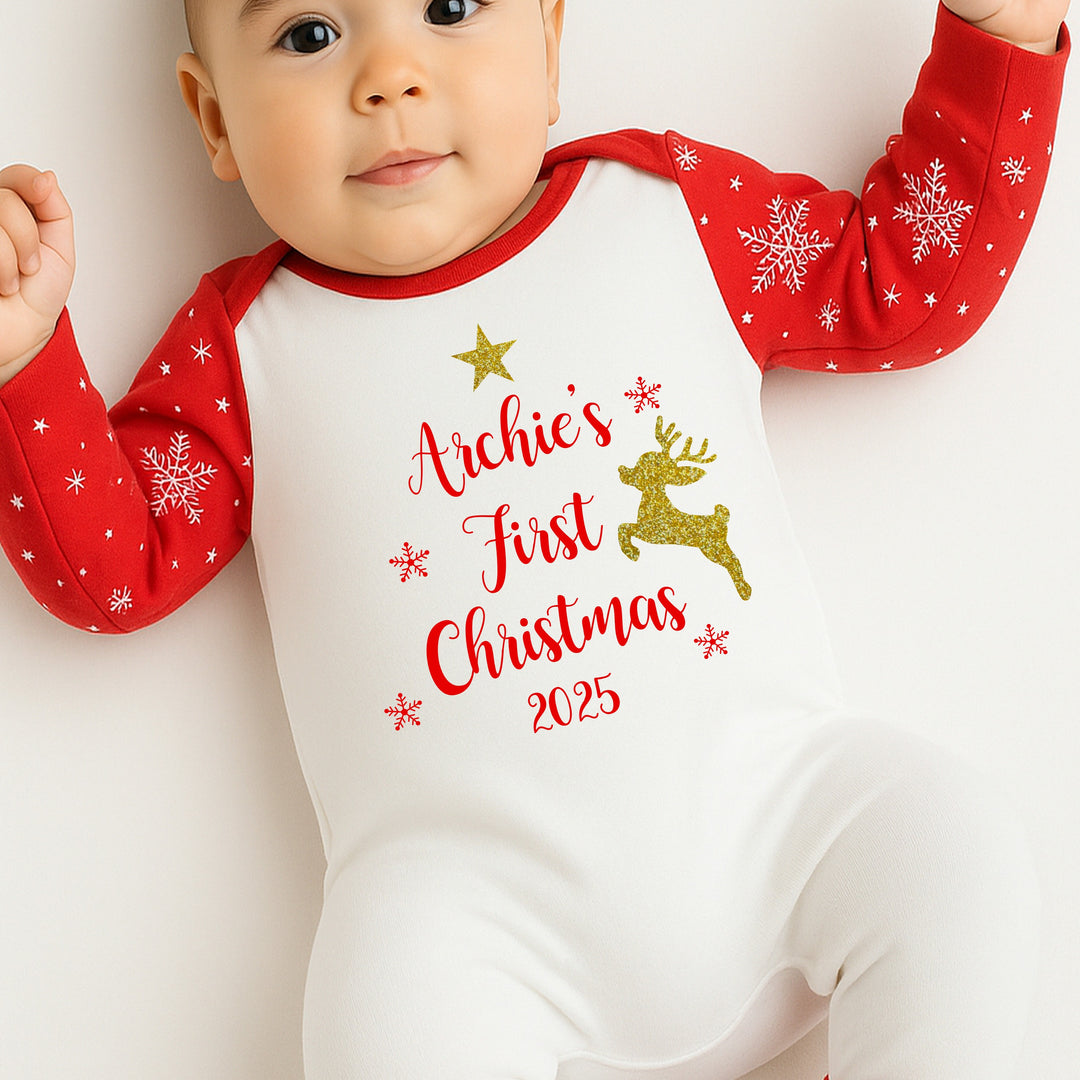 Personalised My First Christmas Reindeer Star Baby Grow