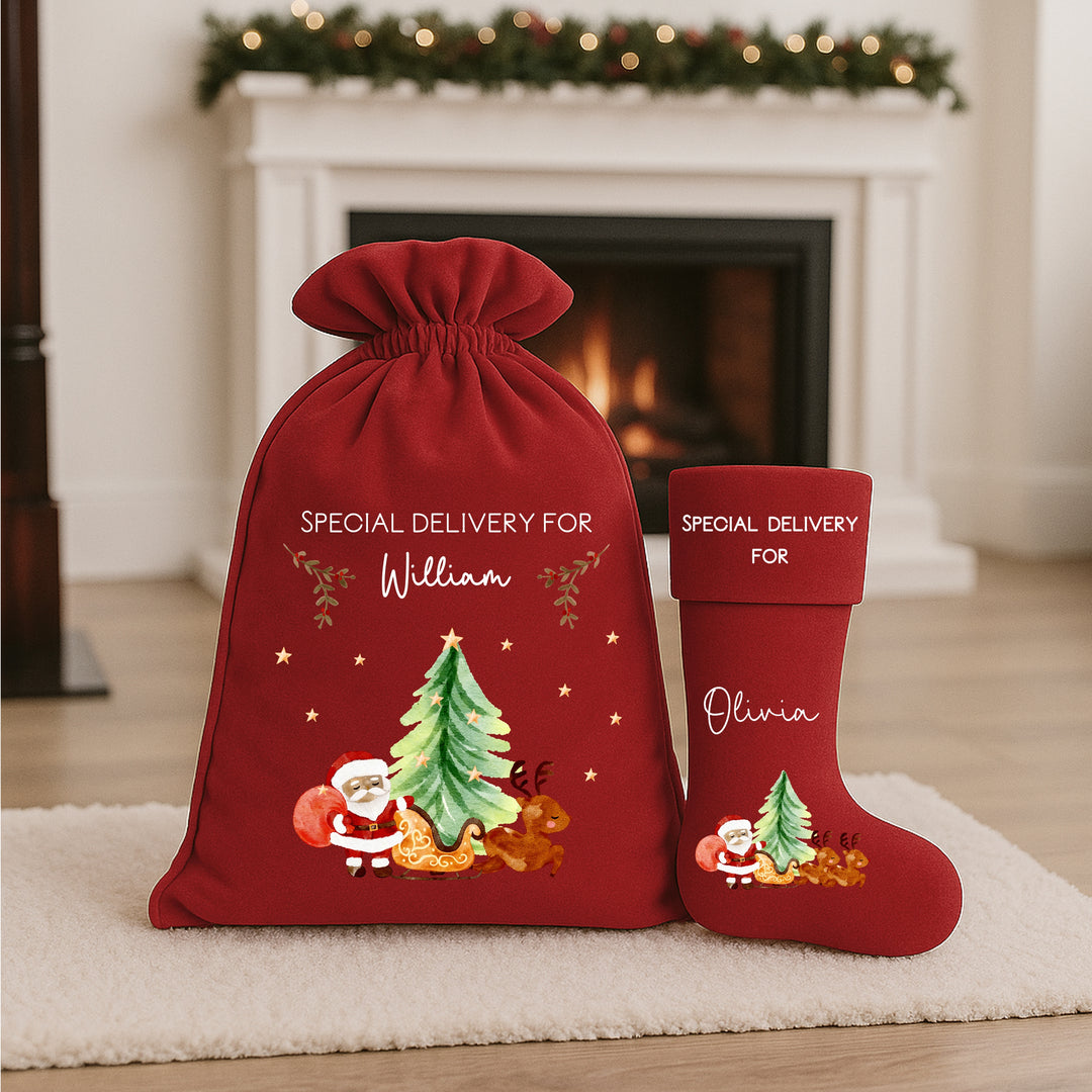 Personalised Christmas Sleigh Christmas Sack/Stocking