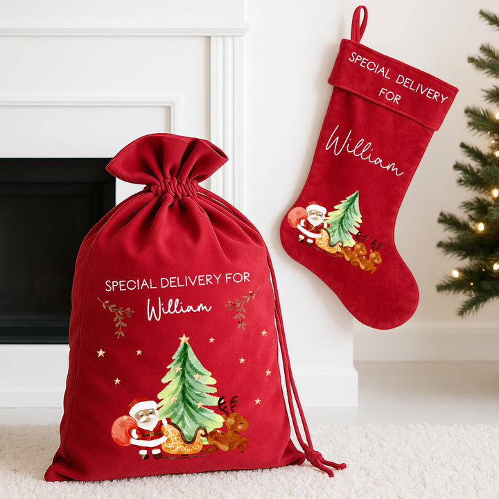 Personalised Christmas Sleigh Christmas Sack/Stocking