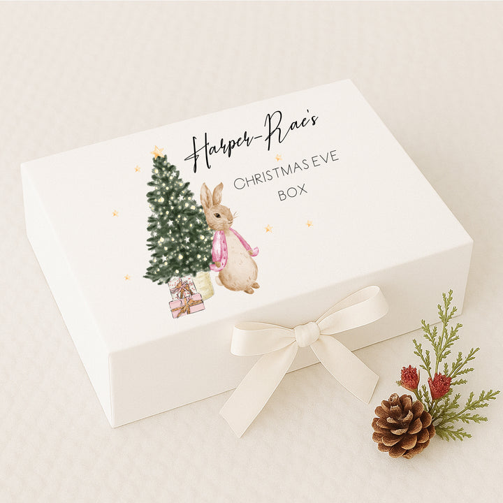 Personalised Pink Rabbit Christmas Eve Box