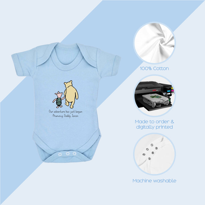 These baby vests and baby grows/sleepsuits are 100% Cotton and are made to order. They can be machine washed