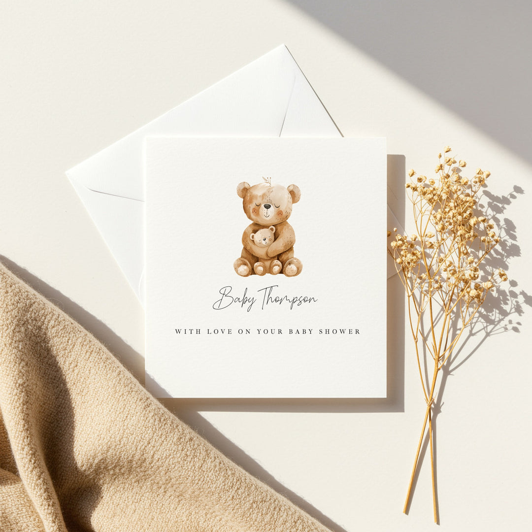 Personalised Brown Bears Baby Shower Card