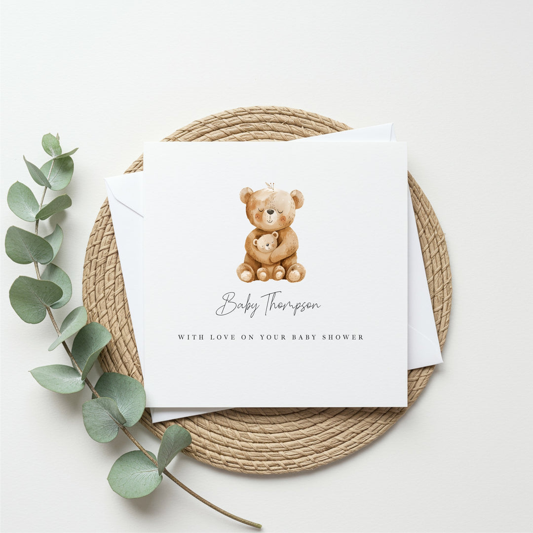 Personalised Brown Bears Baby Shower Card