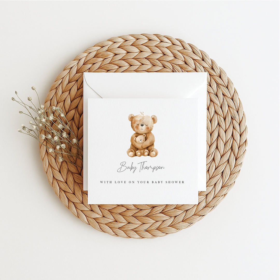 Personalised Brown Bears Baby Shower Card