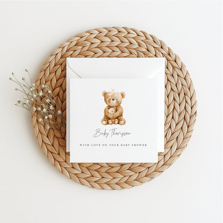 Personalised Brown Bears Baby Shower Card