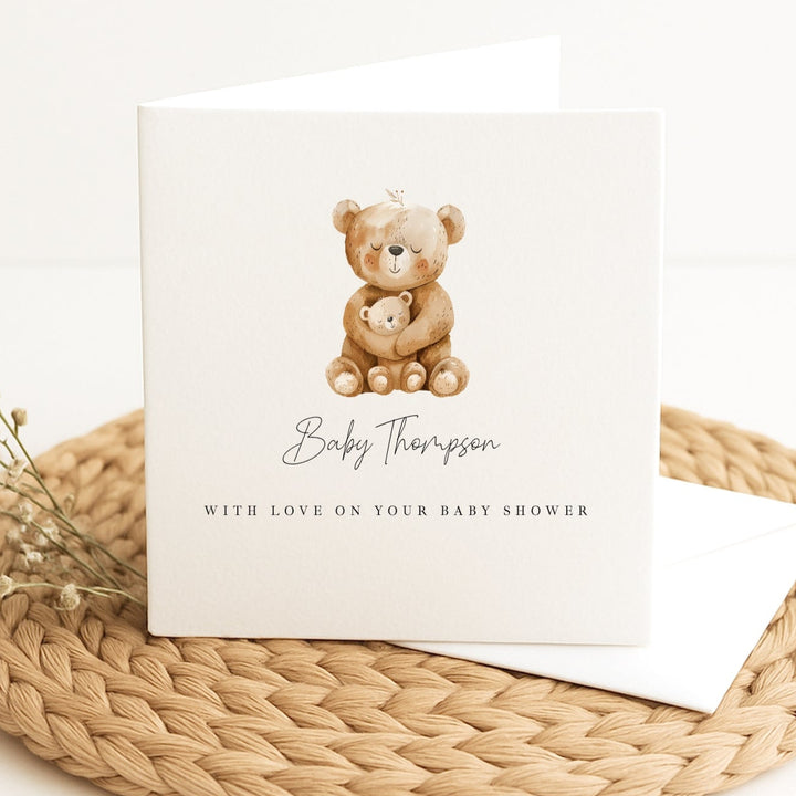 Personalised Brown Bears Baby Shower Card