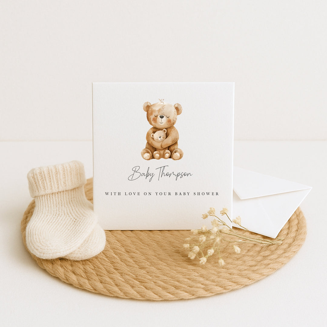 Personalised Brown Bears Baby Shower Card
