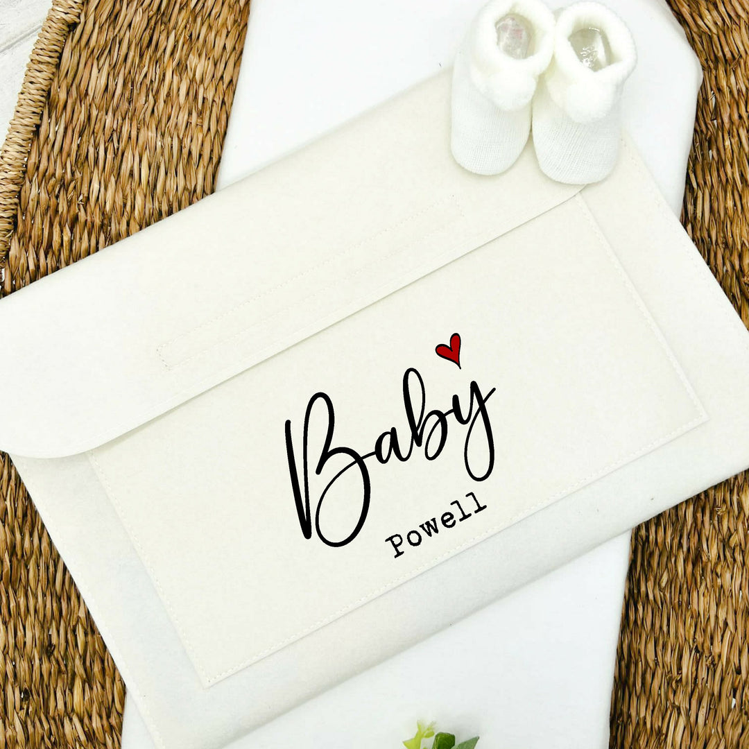 Personalised Baby Name Heart Pregnancy/Maternity Notes Cream Folder