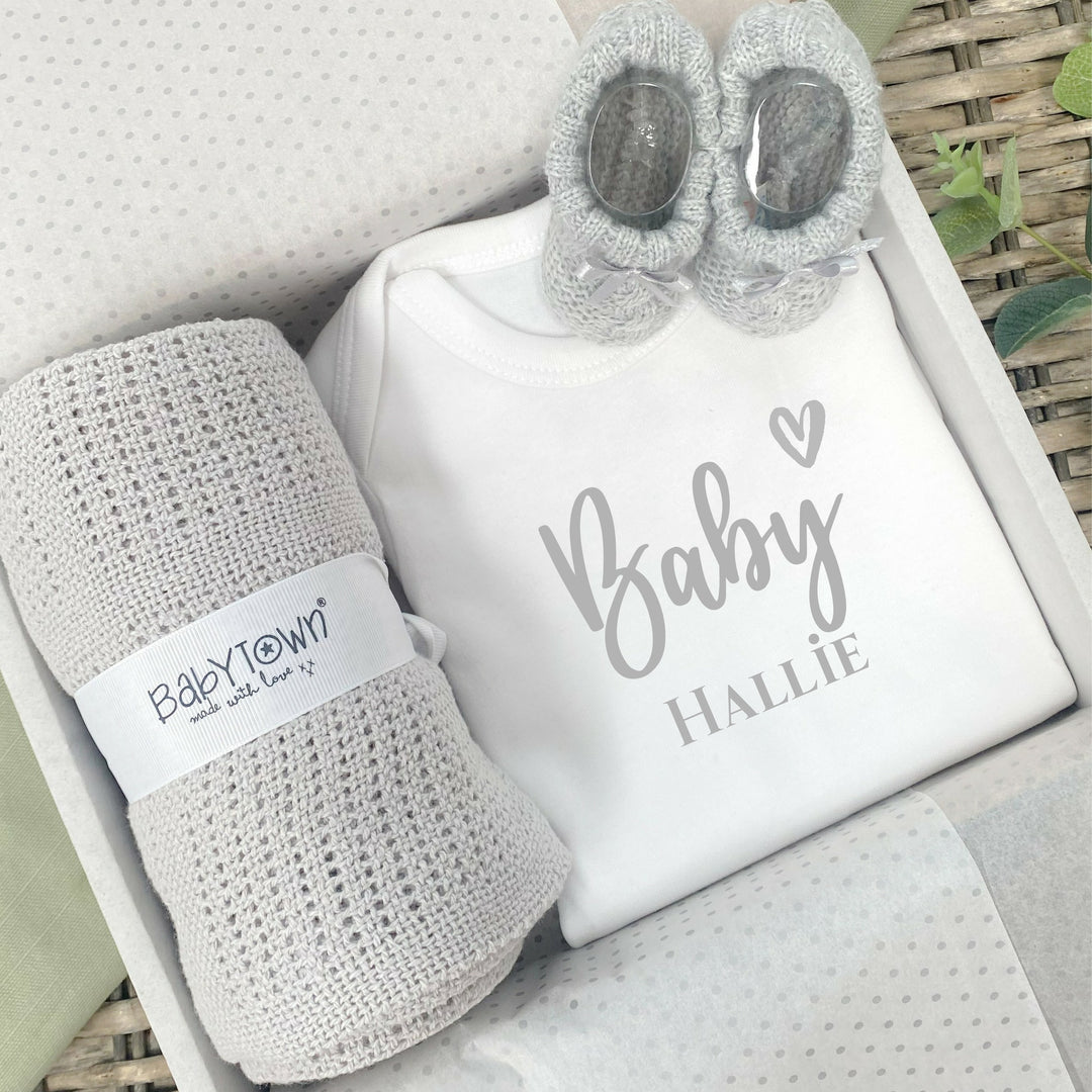 Personalised New Baby Unisex Gift Hamper Set