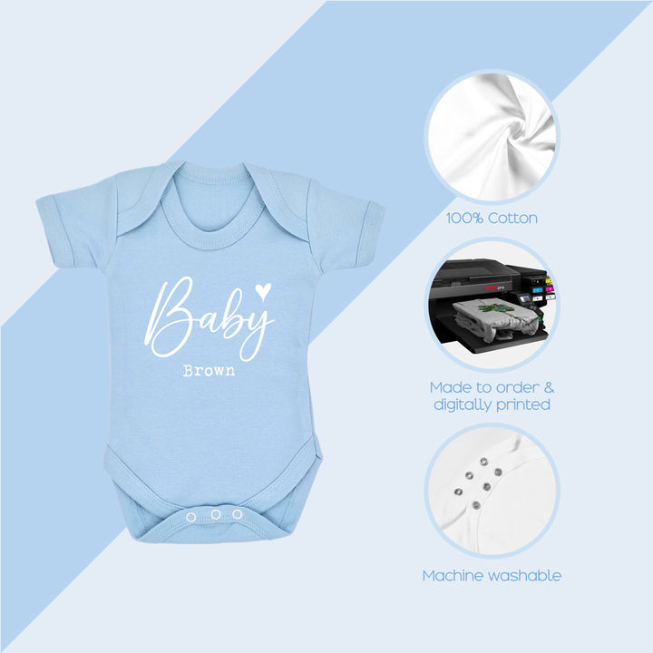 These baby vests and baby grows/sleepsuits are 100% Cotton and are made to order. They can be machine washed