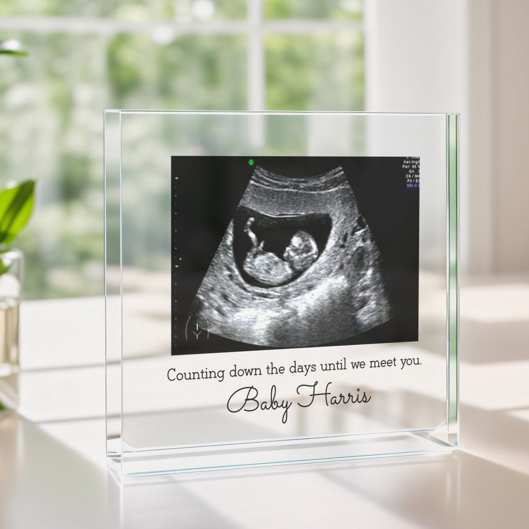 Personalised Counting Down The Days Baby Scan Photo Acrylic Plaque