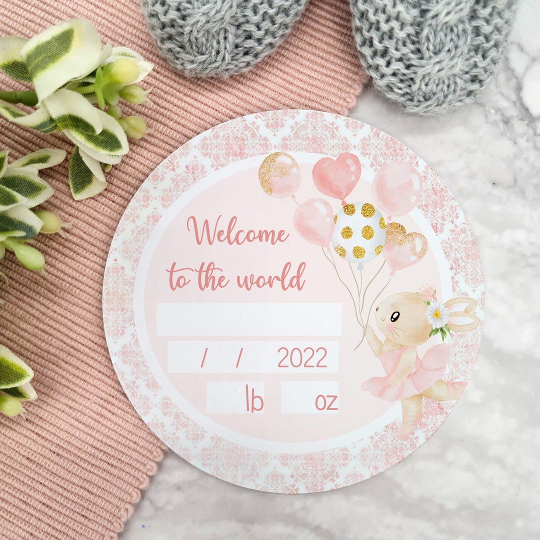 Personalised Welcome Baby Ballerina Bunny Plaque