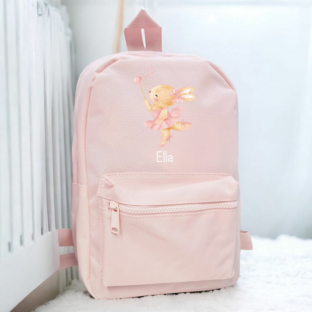 Personalised Pink Ballerina Bunny Backpack
