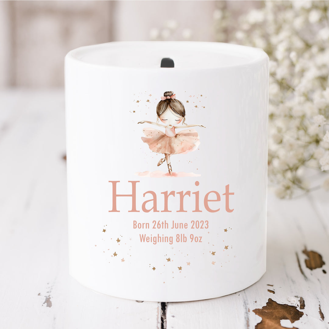 Personalised Ballerina Ceramic Money Box