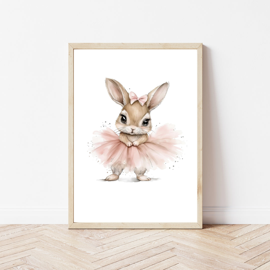 Pink Ballerina Bunny Set of 3 Wall Art
