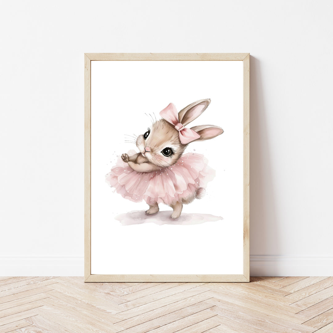 Pink Ballerina Bunny Set of 3 Wall Art