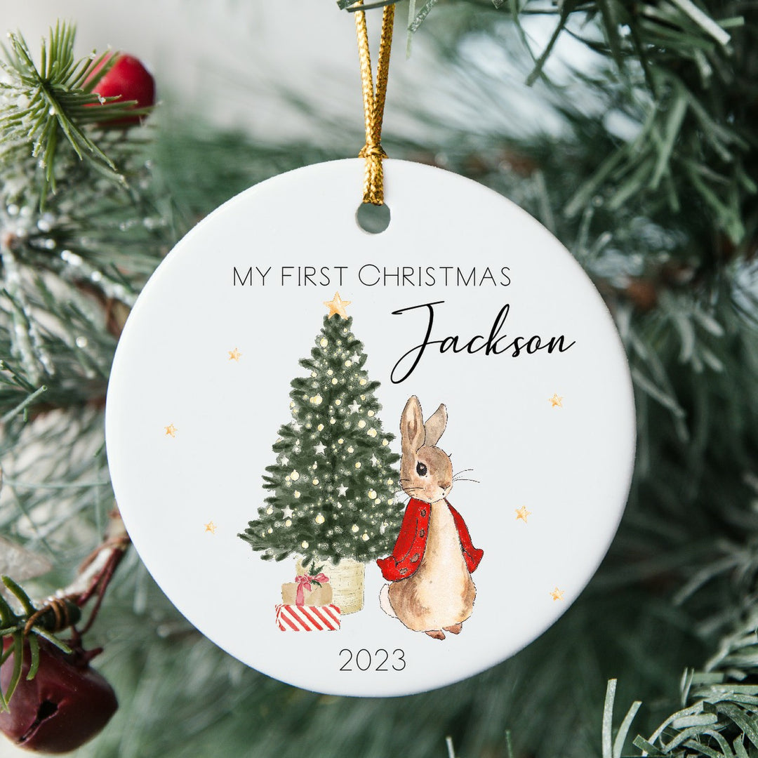 My First Christmas Red Rabbit Ceramic Tree Ornament