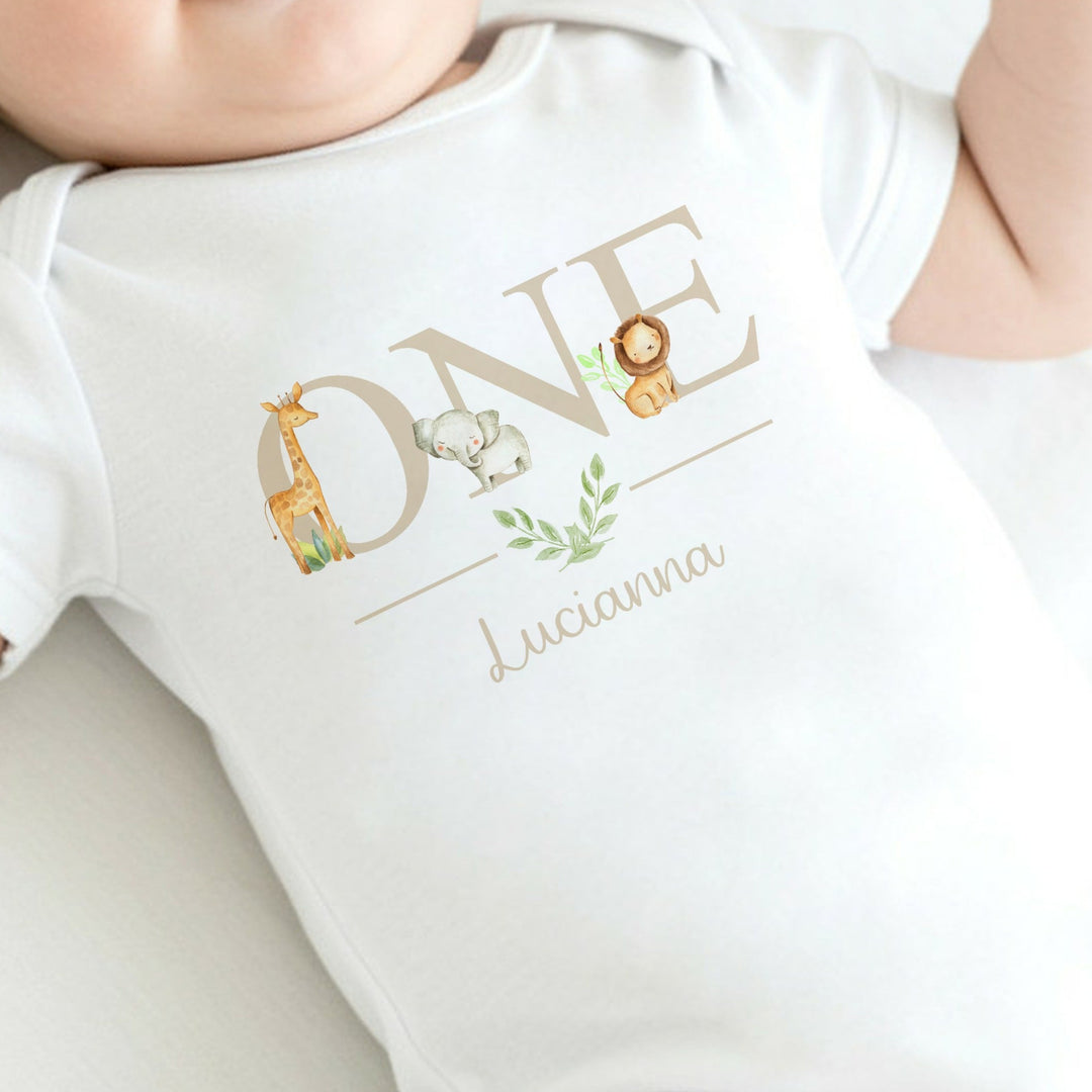 Personalised Beige Jungle Animals Birthday Vest