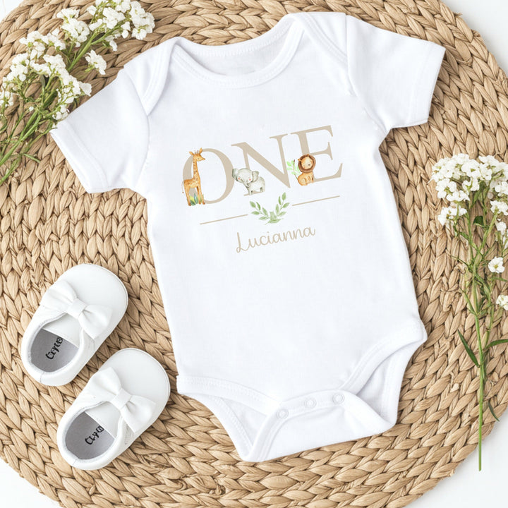 Personalised Beige Jungle Animals Birthday Vest