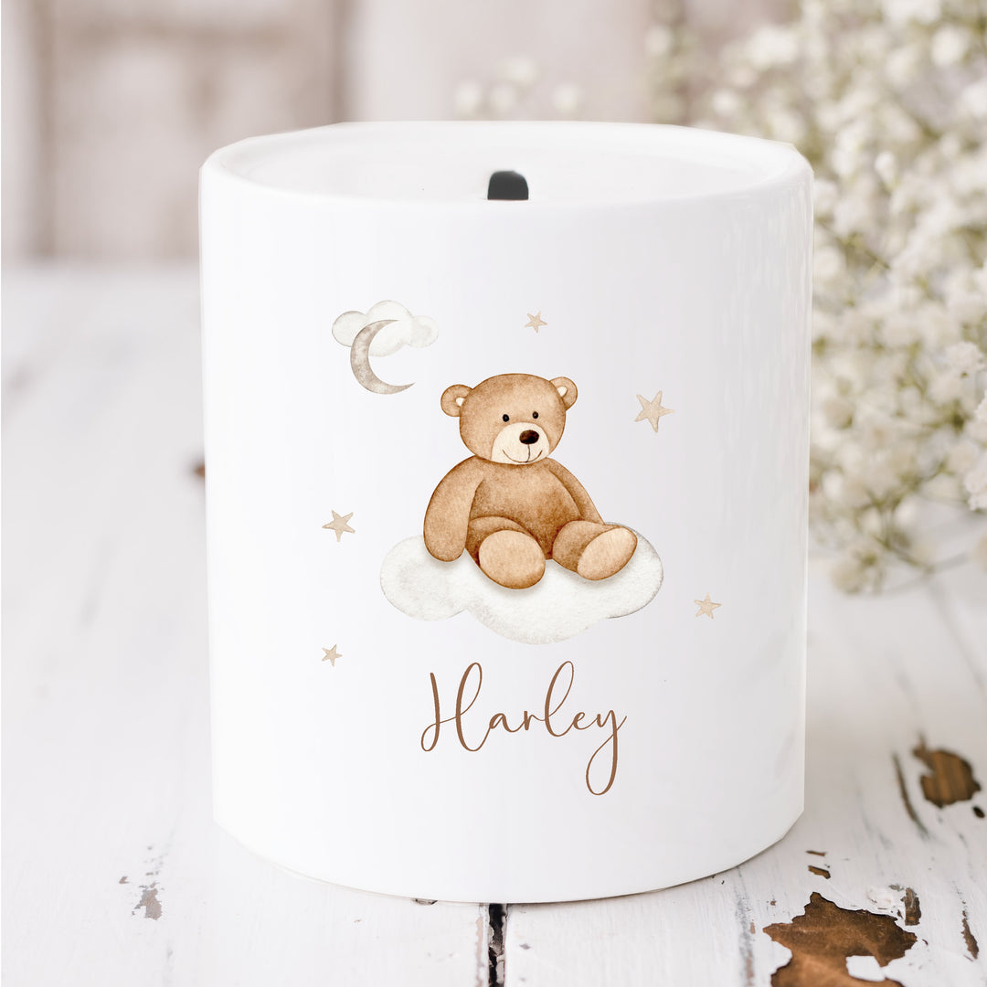 Personalised Teddy Bear Ceramic Money Box