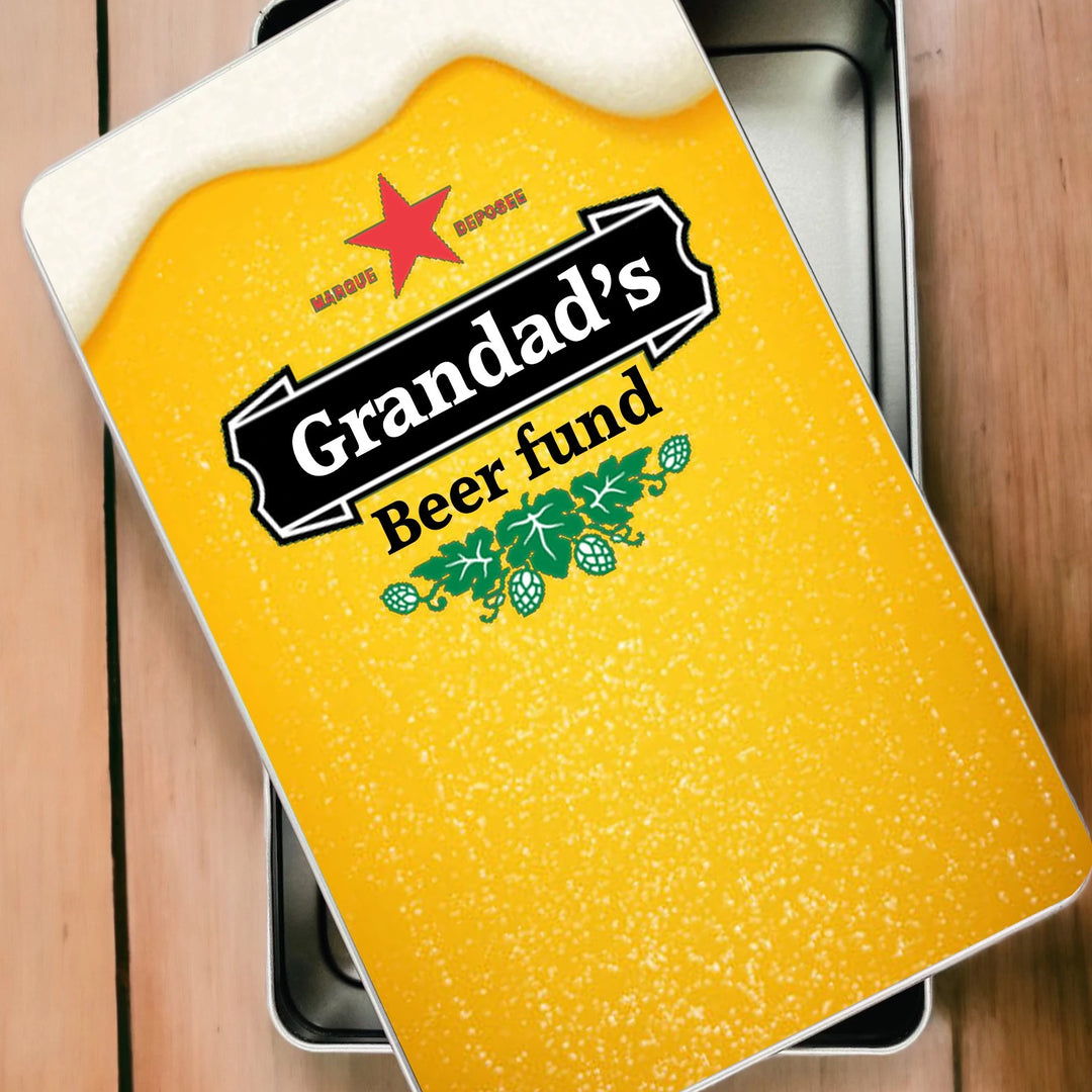 Personalised Grandad's Beer Fund Gift Tin