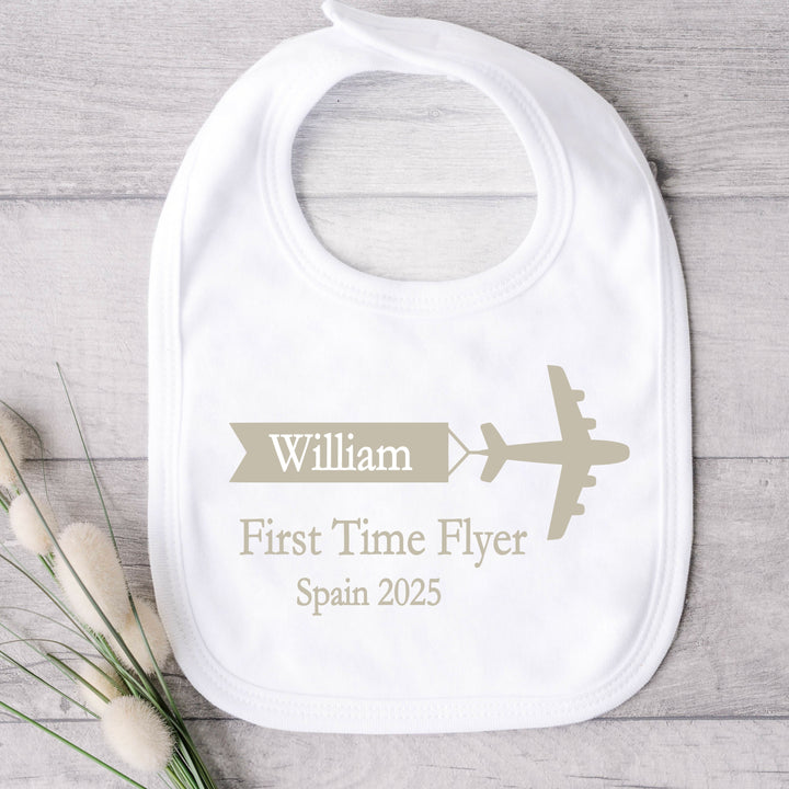 Personalised Beige First Time Flyer Baby Vest/T-shirt