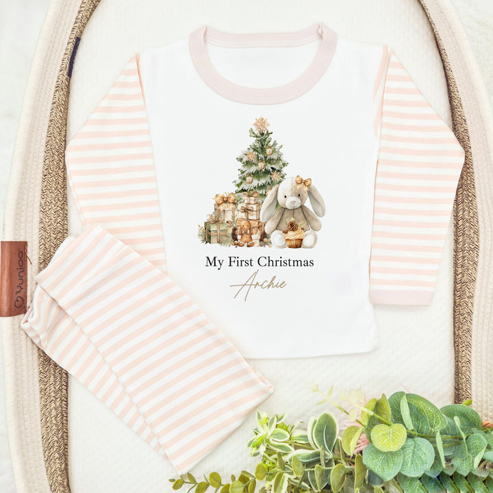 Personalised Beige Rabbit Christmas Pyjamas