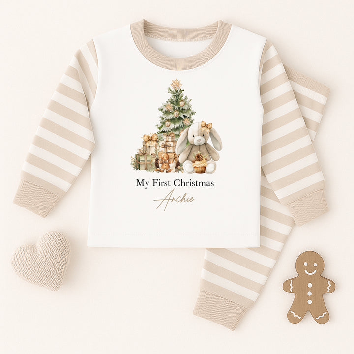 Personalised Beige Rabbit Christmas Pyjamas