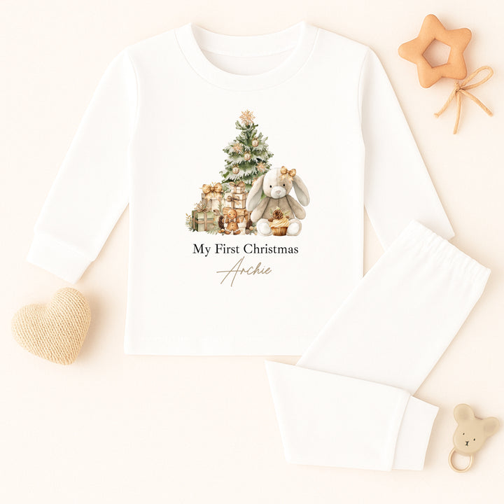 Personalised Beige Rabbit Christmas Pyjamas