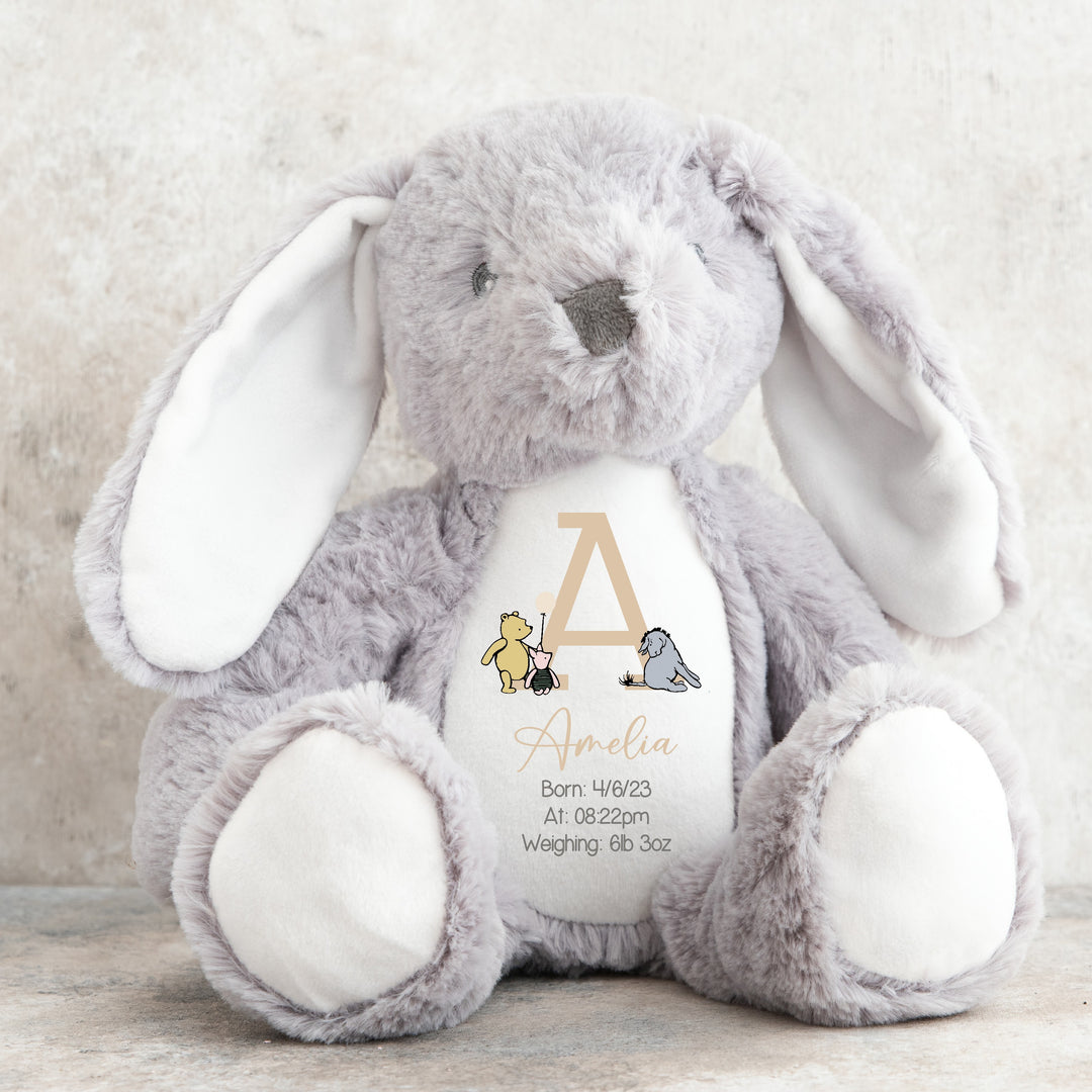 Personalised Beige Pooh Bear Birth Announcement Teddy