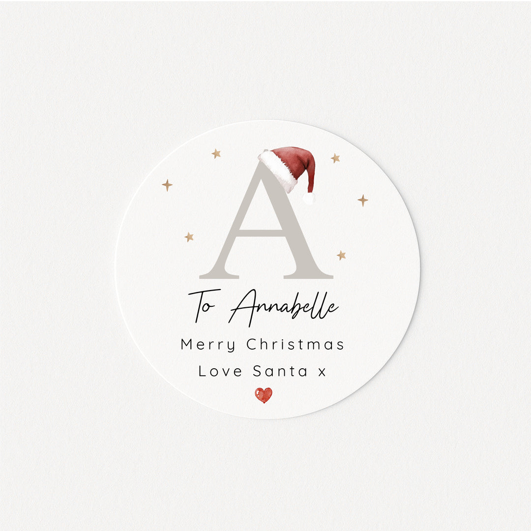 Personalised Christmas Beige Initial Stickers