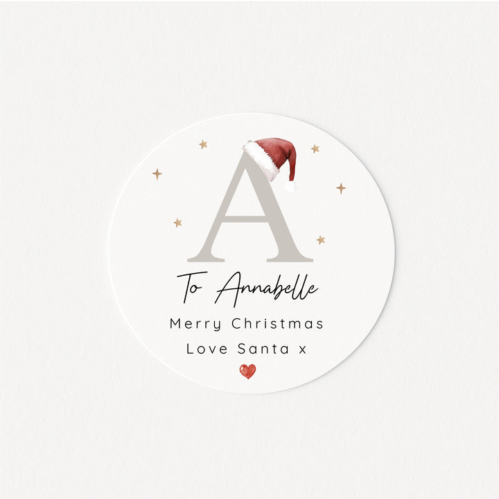 Personalised Christmas Beige Initial Stickers