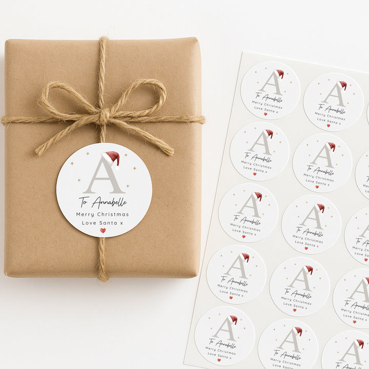 Personalised Christmas Beige Initial Stickers