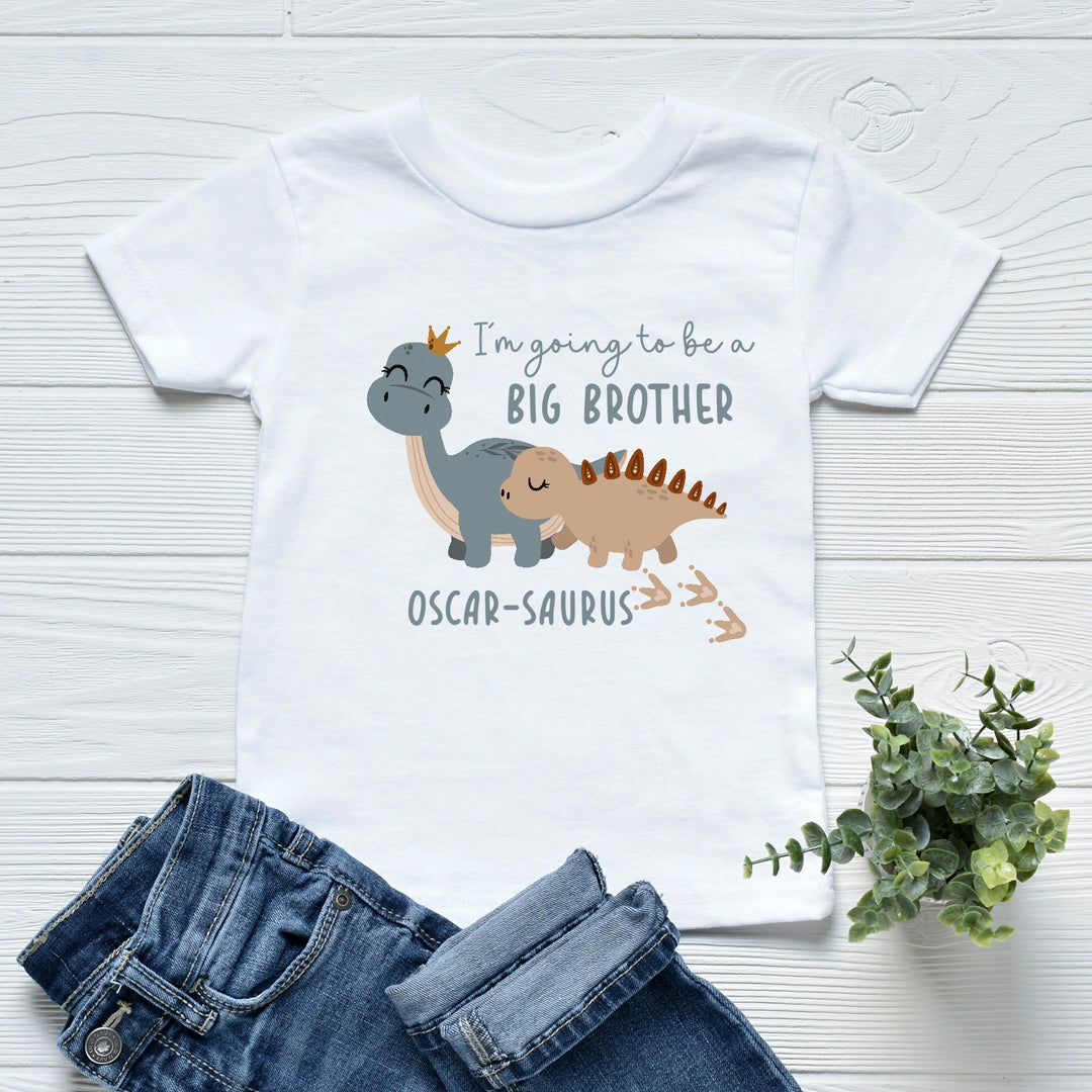 Personalised Dinosaur I'm Going To Be A Big Brother T-shirt