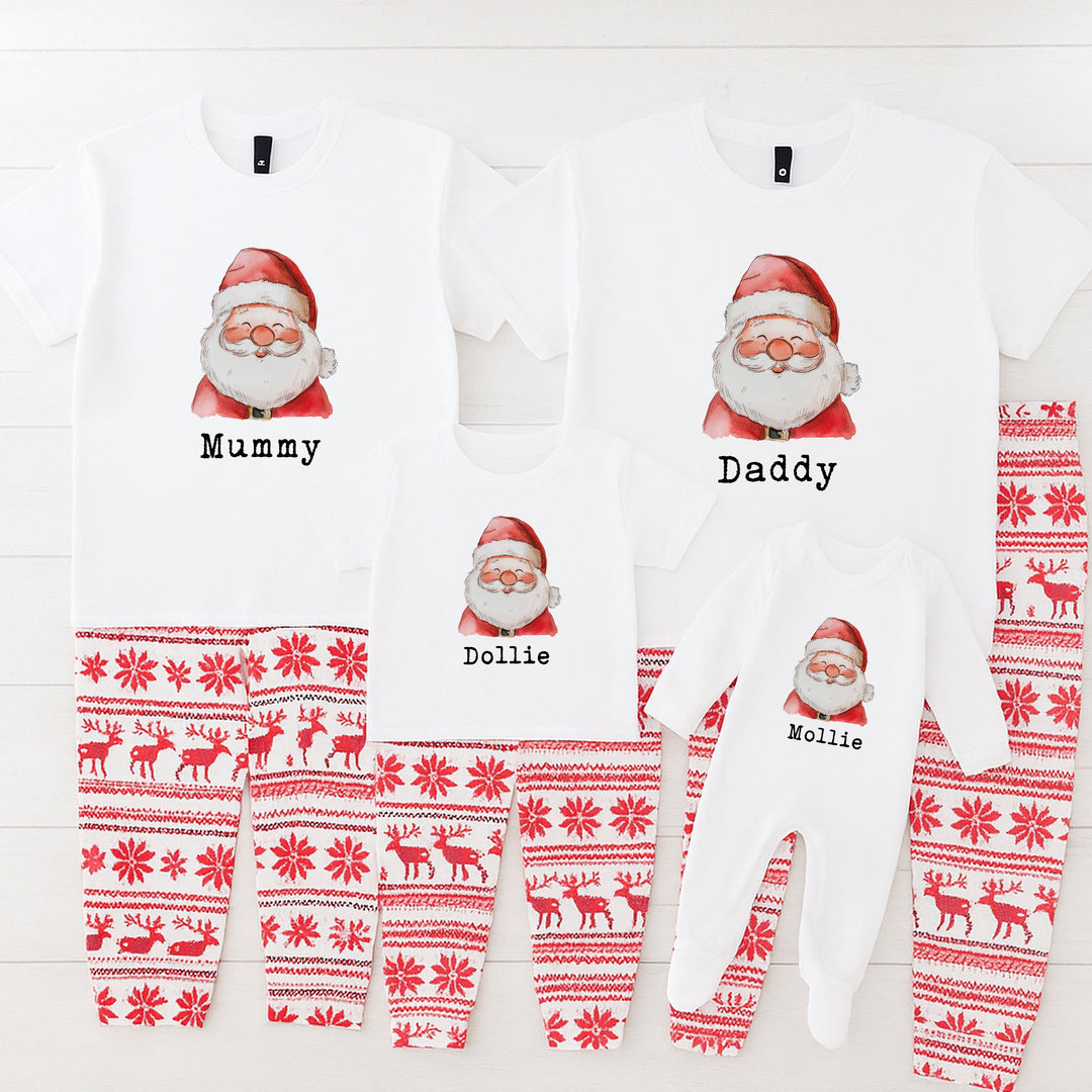 Personalised Santa Matching Christmas T-shirts With Optional Trousers