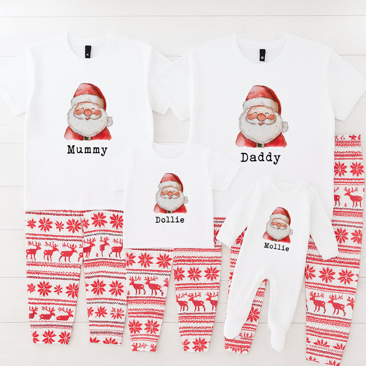 Personalised Santa Matching Christmas T-shirts With Optional Trousers